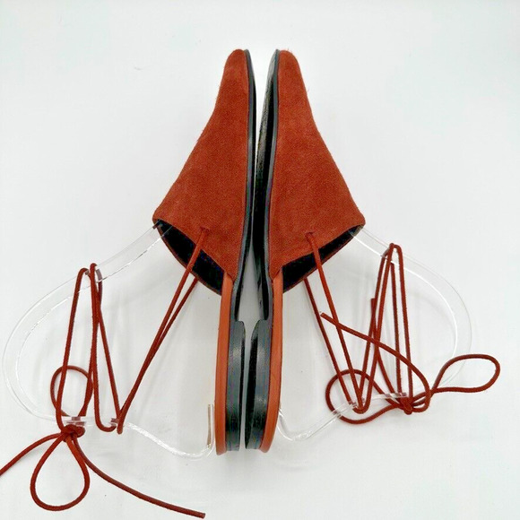 Closed Ankle Wrap Mules Womens Eur 38 Burnt Orange Suede Preppy City Sustainable - Picture 7 of 10